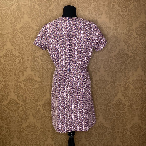 Vintage 60s 70s Flower Power Fall Floral Polyester Mad Men Mod Dress - Picture 4 of 9